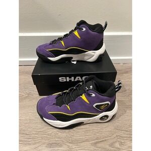 Shaq H.O.F. Kids Basketball Shoes Purple Black Yellow AQ95027YUZ Size 2 NEW